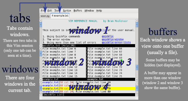 tabs windows buffers